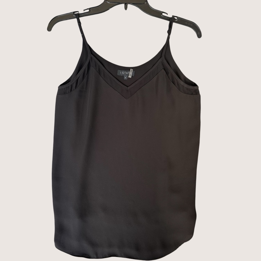 1. State Black Chiffon-Inset Camisole